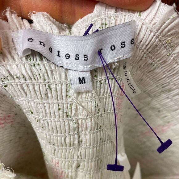 ENDLESS‎ Rose by Revolve off the shoulder white embroidered smocked mini dress - Picture 7 of 10